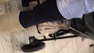 Slut german Woman in Shiny purple tights