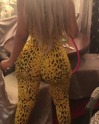 Brazilian bubble butt shaking her ass while smoking hookah