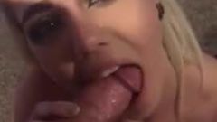 Naughty blonde bitch talking dirty & sucking cock