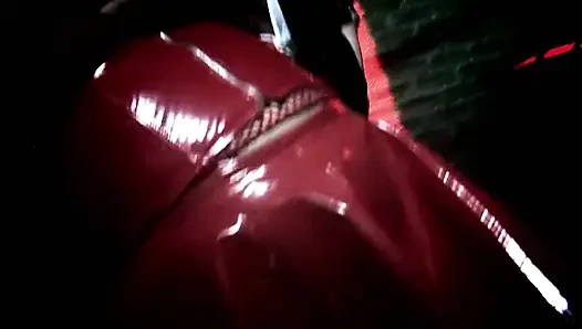 Busty milf in leather and fishnets seduces man in the dungeon