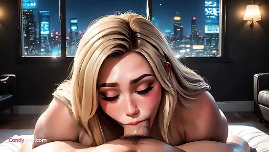 3d blondine mit riesigen möpsen wird überall gehämmert - creampie
