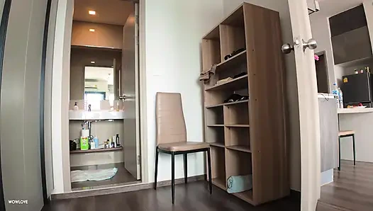 Booty Step Mom helps stepson quickly cum on her small tits while no one was home