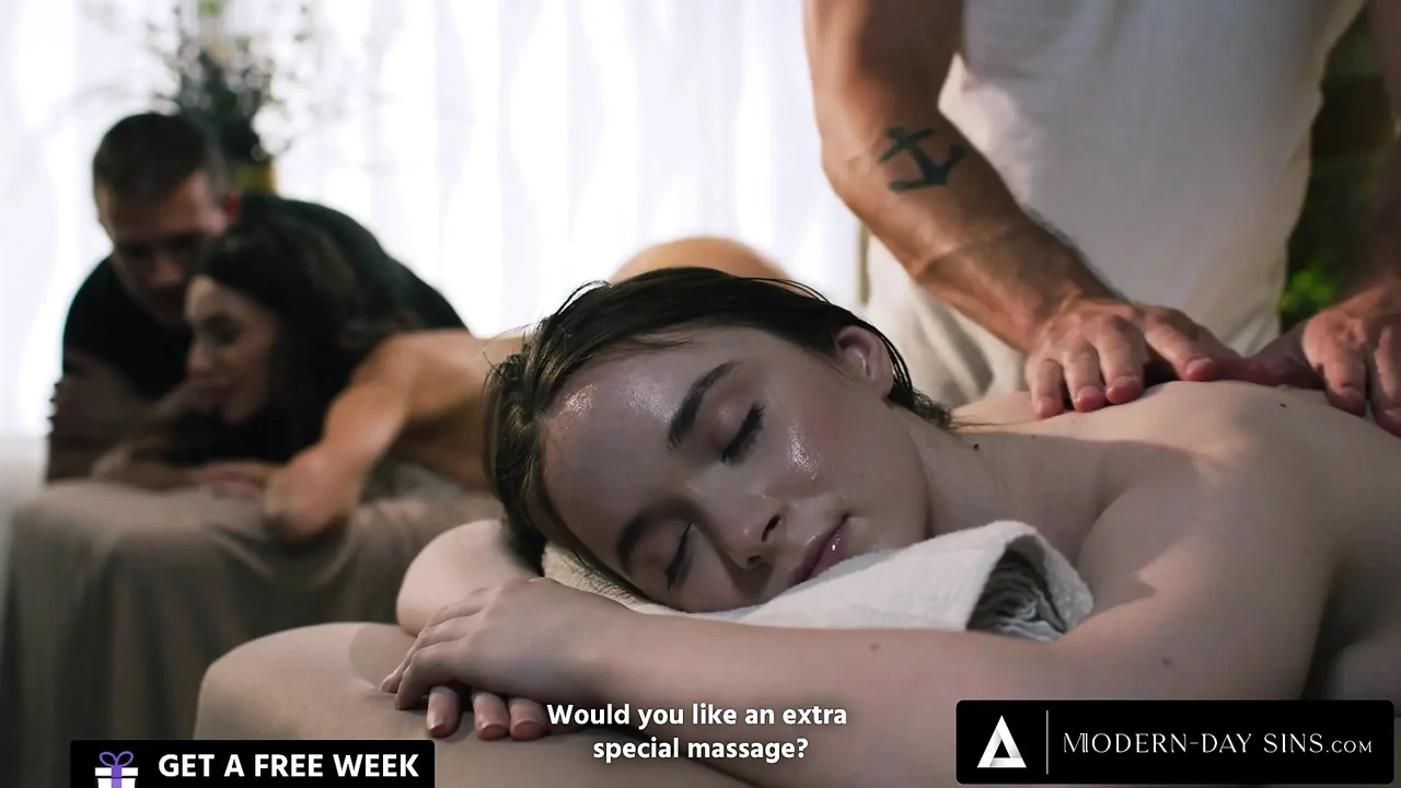 MODERN-DAY SINS - Horny Lesbian Has Risky Sex Next to GF During Couple Massage