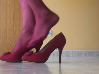 Red Nylon Heels