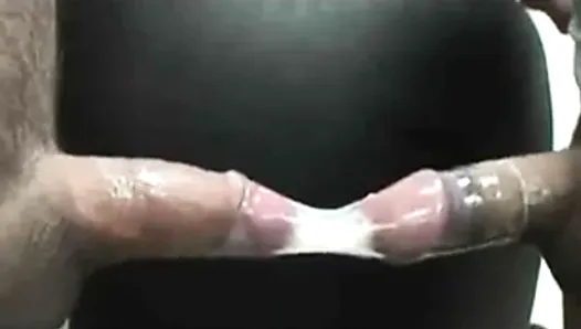 Double cum mixture inside condom