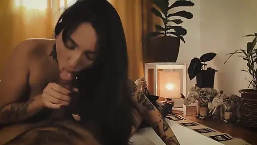 Big Booty Brunette Gives an Amazing Cock Massage