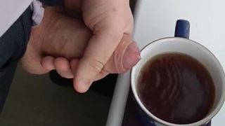 Jerking off into a hot drink