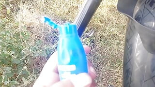 Masturbated while massaging the cock.