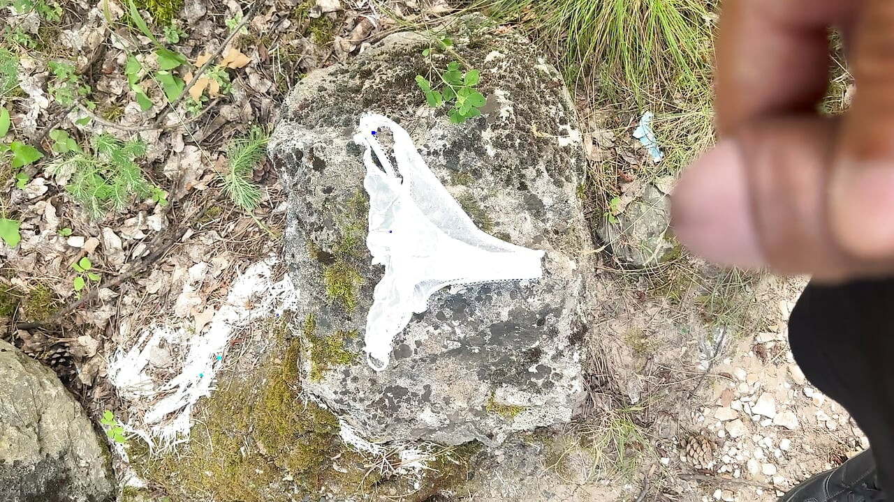 I walk in the woods, pee on women's thongs and cum on a swimsuit.