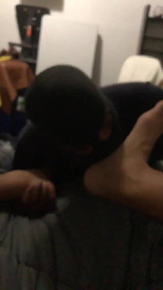 black sub worships masters feet