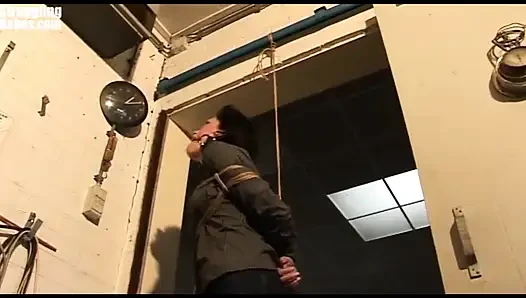Steffi Dangling on Rope Tightly Ballgagged