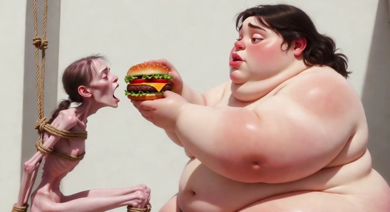 Intense Feeding Session - SSBBW Humiliates and Fattens Thin Girl