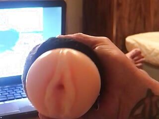 PUMPING MY COCK INTO TIGHT TOY