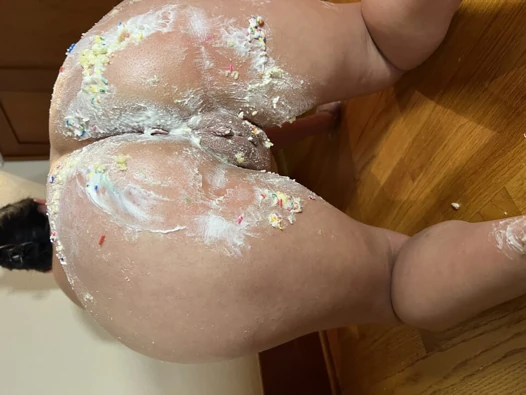 Step mom smashes my birthday cake with her fat pussy
