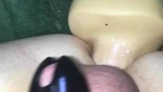 Caged sissy anal orgasm