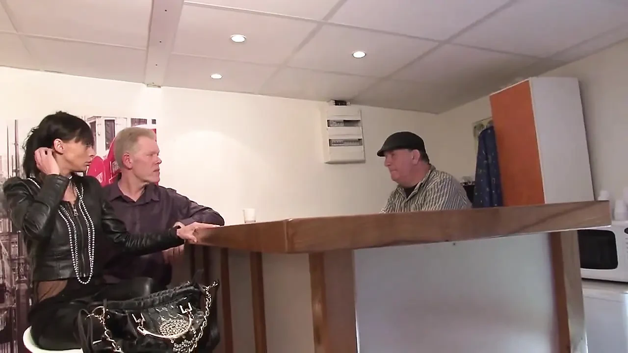 Sexy brunette slut fucks horny old white man