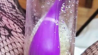 Close Up Squirt Vibrating in the Penis Pump Mistress Gina