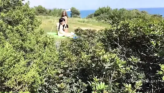 Sasha Rose and Daniella Margot hot outdoor lesbian action