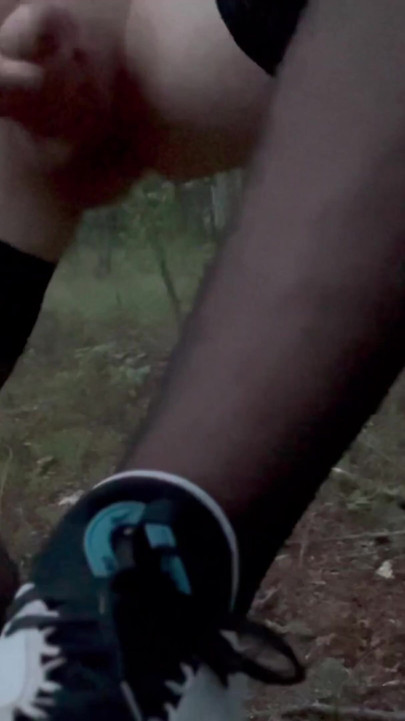 Teen boy show body in pantyhose in forest night masturbate | Clip 1