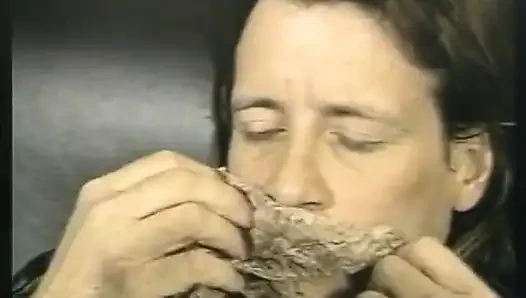 Skinny bitch gets both fuckholes torn apart by huge cocks strokes