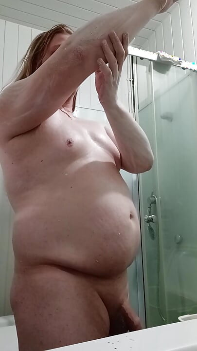 I Wax, Shower, Masturbate, Wick My Feet, Cum and Swallow My Cum in the Shower