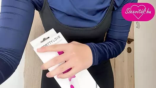 My stepsister  is showing me the vibrator he's going to try in the bathr...