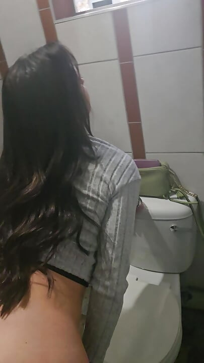 Real milf taking cock in the bathroom again!
