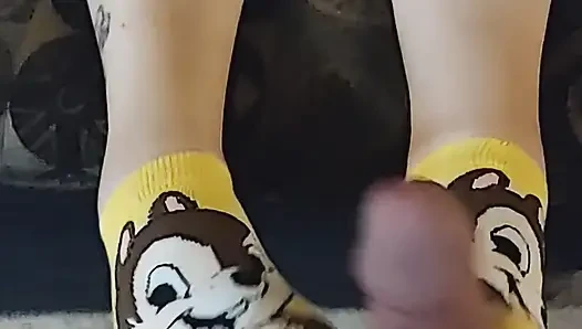 #2 Disney Sockjob Sock Footjob - Chip Sock Job - Cartoon Sock Handjob Cum