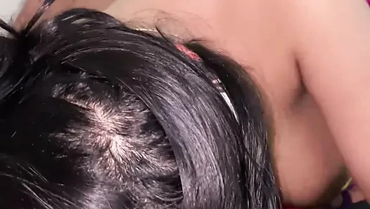 Getting a blowjob from a young woman until cumming inside.