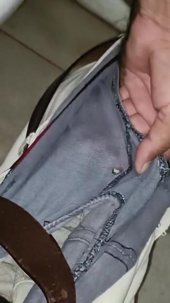 Iconic moment from "The condition of the luggage became such that I could not even caress it"