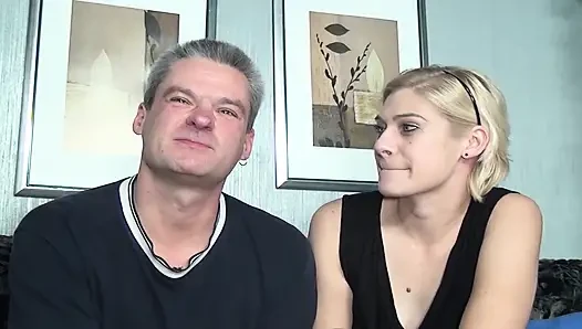 Hot German babe enjoys threesome with bisexual dudes