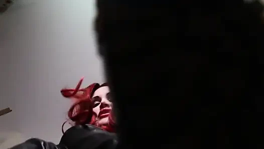 Redhead Italian mistress in black boots humiliates you