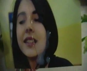 Cum on nice brunette
