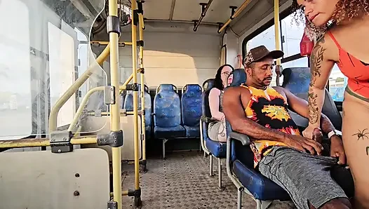 A SHAMELESS COUPLE RIDING IN PUBLIC TRANSPORT AND BACKSEAT PASSENGER FILMING EVERYTHING