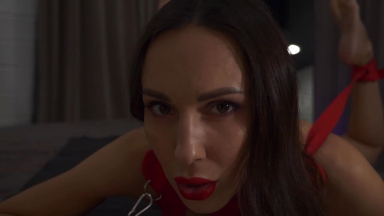 Bondage Fucefuck & Hard Anal Sex Till Huge Cumshot with Lilu Moon in Red Lingerie