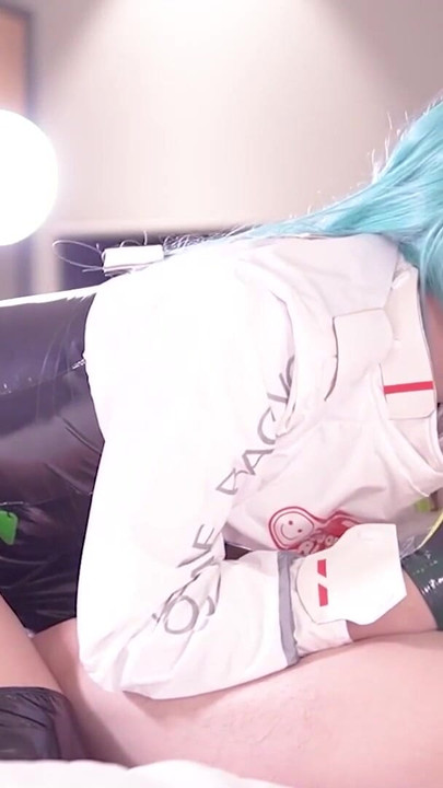 Spectacular moment from "Creampie in Leggings, Hatsune Miku Race queen cosplayer, hentai japanese shemale cosplay 6"