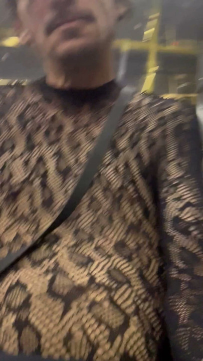 Bus in revealing see thru pantyhose body suit