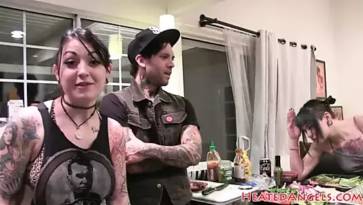 Cute casting emos showing off their tattoos