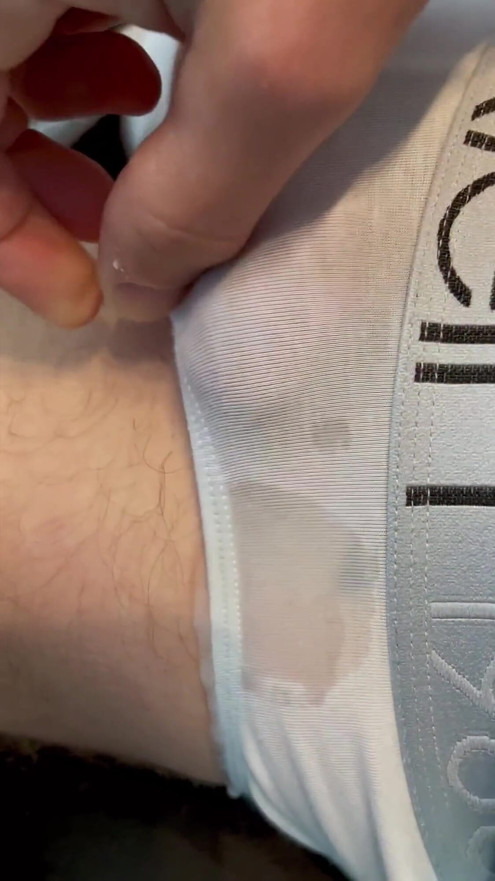 Frenulum Orgasm and Cum by Rubbing My Dick Through My Briefs