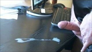 Cumming on the desk again and licking it up.