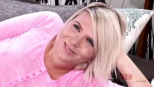 Blonde cutie Olivia Kasady with her cute braces is using her favorite vibrator to cum hard