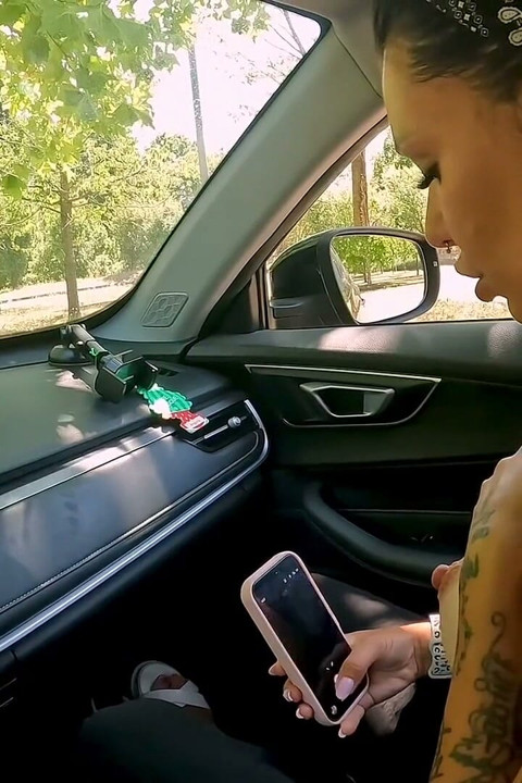 Almost Caught Sucking His Cock in the Car!