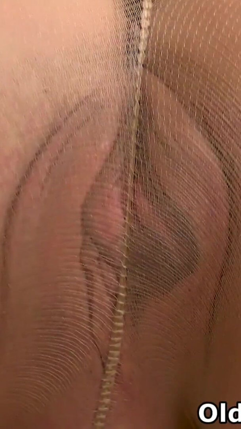 Sultry mature Leah seduces you with her nylon clad legs and cunny | Clip 1