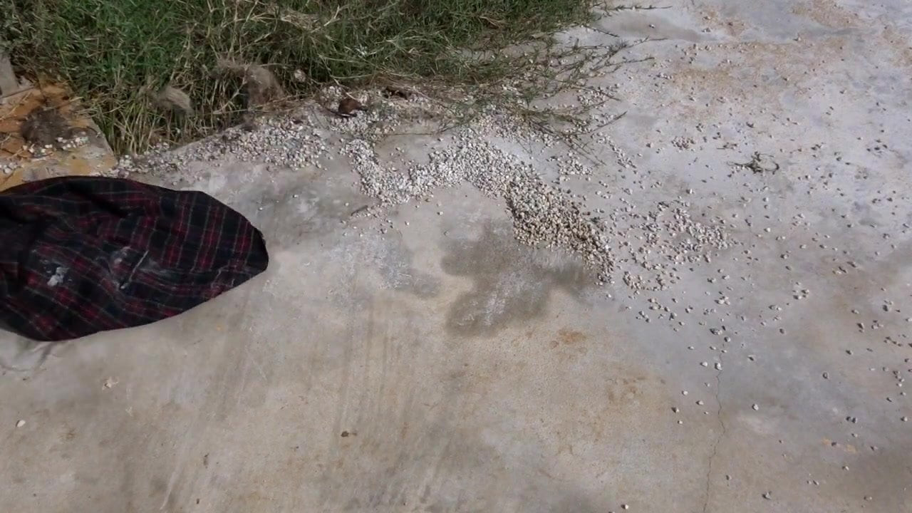 sweeping floor with red tartan skirt