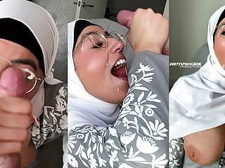 Onschuldige Hijabi Aaliyah Yasin wordt bedekt met sperma