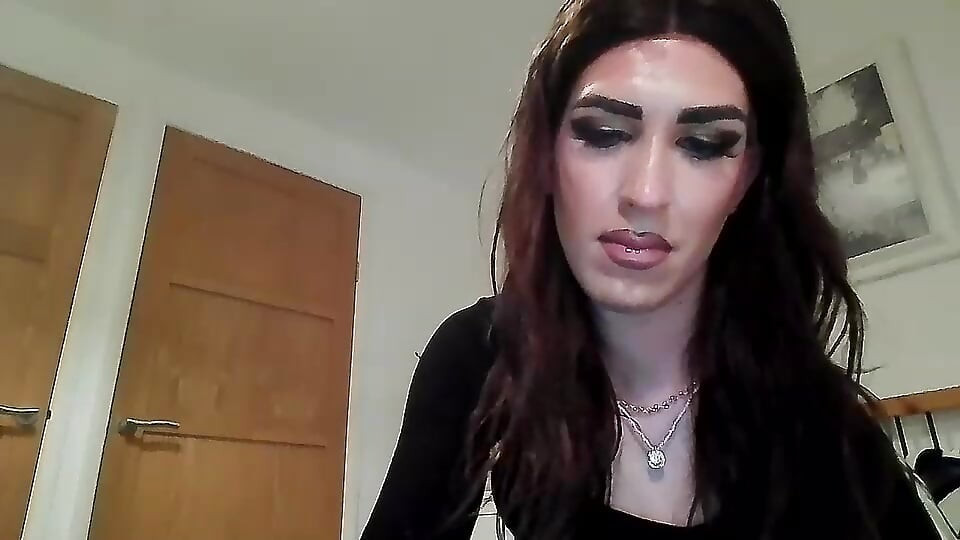 Sissy crossdresser swallows her cum
