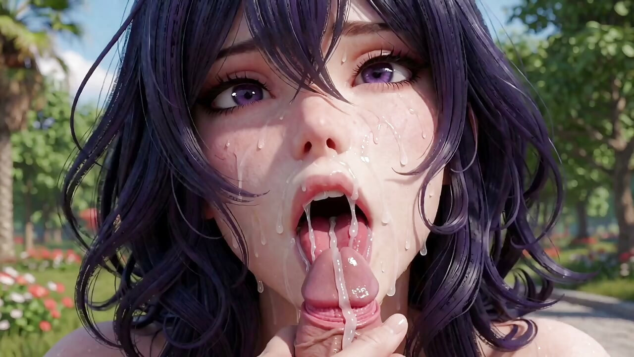 3d Anime workfreak, 5 million Views Special, blue haired Anime Girl in Public Parkbench gets fucked and masturbates