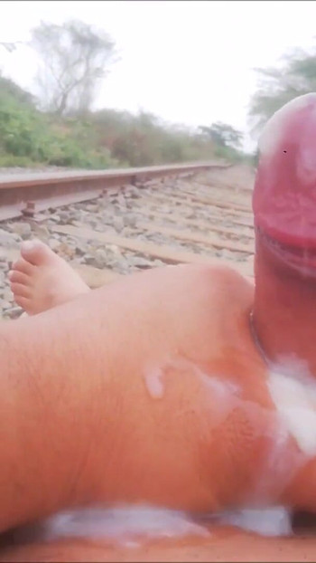 Captivating moment from "Mi Verga Eruccionando Full Semen en las Vias del Tren"
