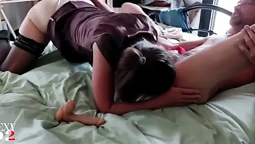 1930 - French Amateur, Brown Satin Dress & Satin Panties, French Slut, Lingerie, Fuck, Doggystyle, Blowjob, Pussy Licking, Rimmi
