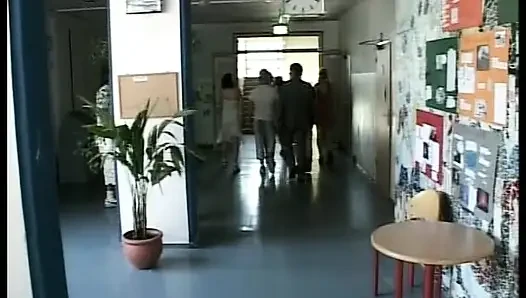 Busty German teacher eats cum after the classes